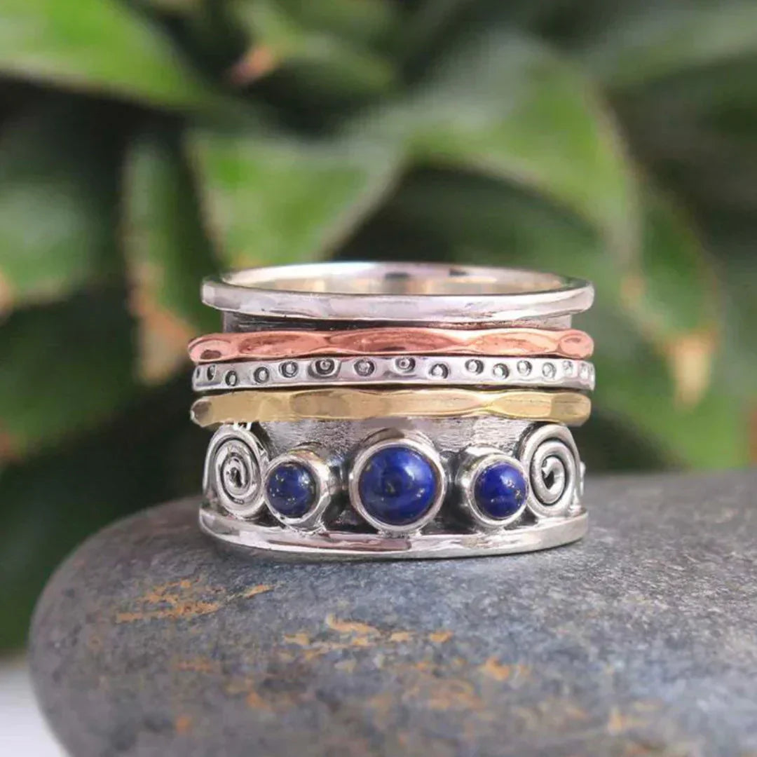 Anillo Bohemio de Zafiro para Meditación