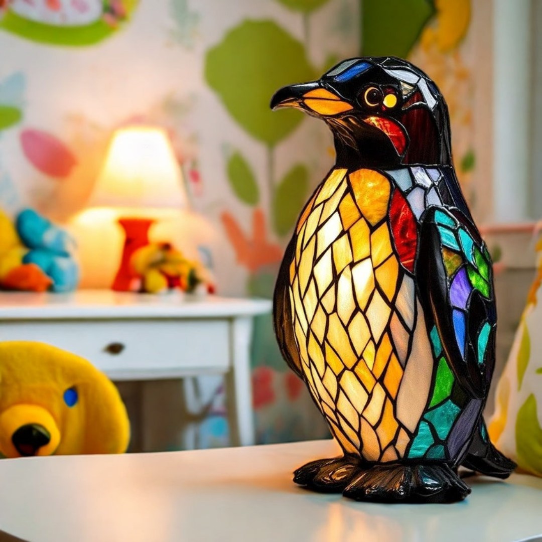 Lámpara de Pingüino en Cristal Templado