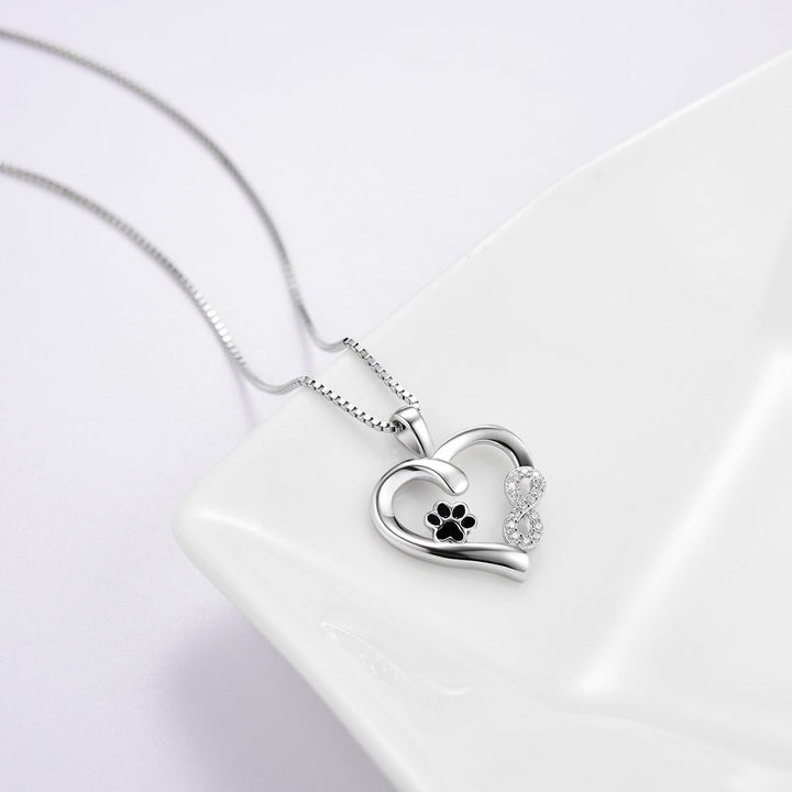 Collar con Huella y Corazón con Colgante Infinito