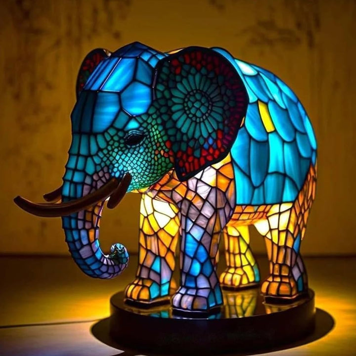 Lámpara de Vidrio Colorida en Forma de Elefante