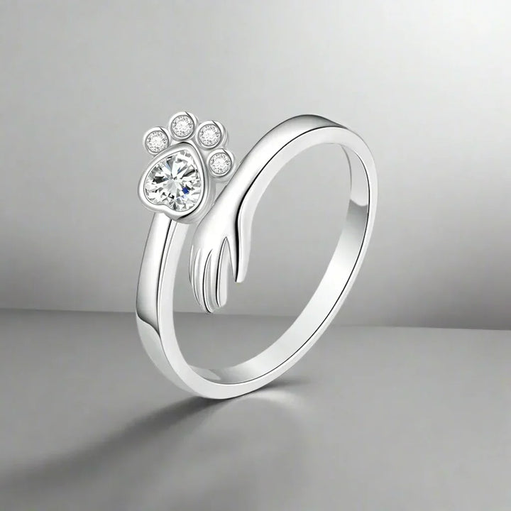 Anillo Ajustable de Plata de Ley 925 – Diseño Mano con Patas