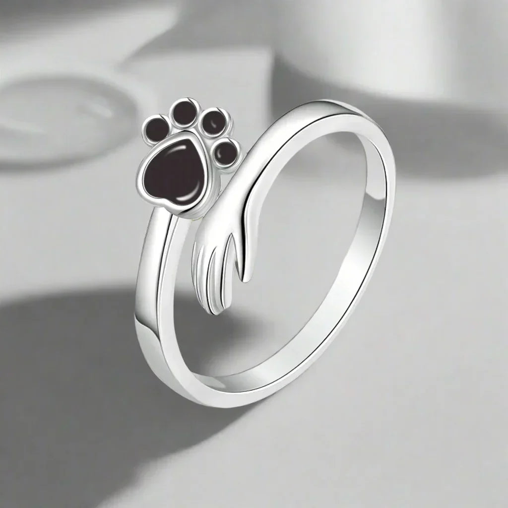 Anillo Ajustable de Plata de Ley 925 – Diseño Mano con Patas