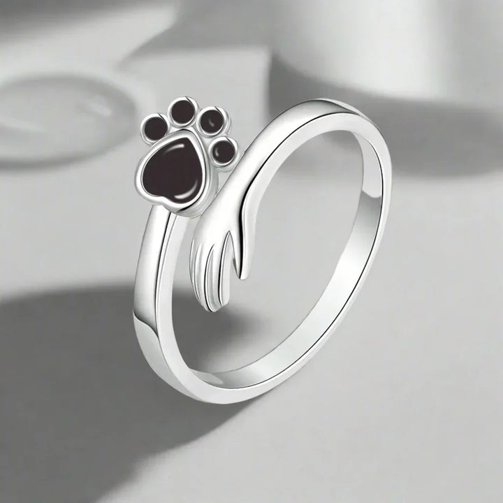 Anillo Ajustable de Plata de Ley 925 – Diseño Mano con Patas