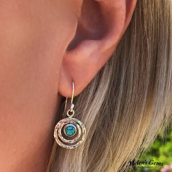 Pendientes Boho Saturnus con Turquesa en Plata y Oro