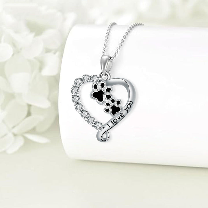 Cadena Vriend de Pata de Hart en Plata y Negro