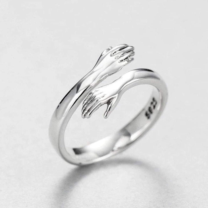 Anillo ajustable de plata con diseño de peluche
