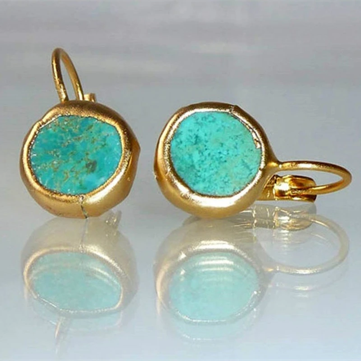 Pendientes de oro con gema turquesa