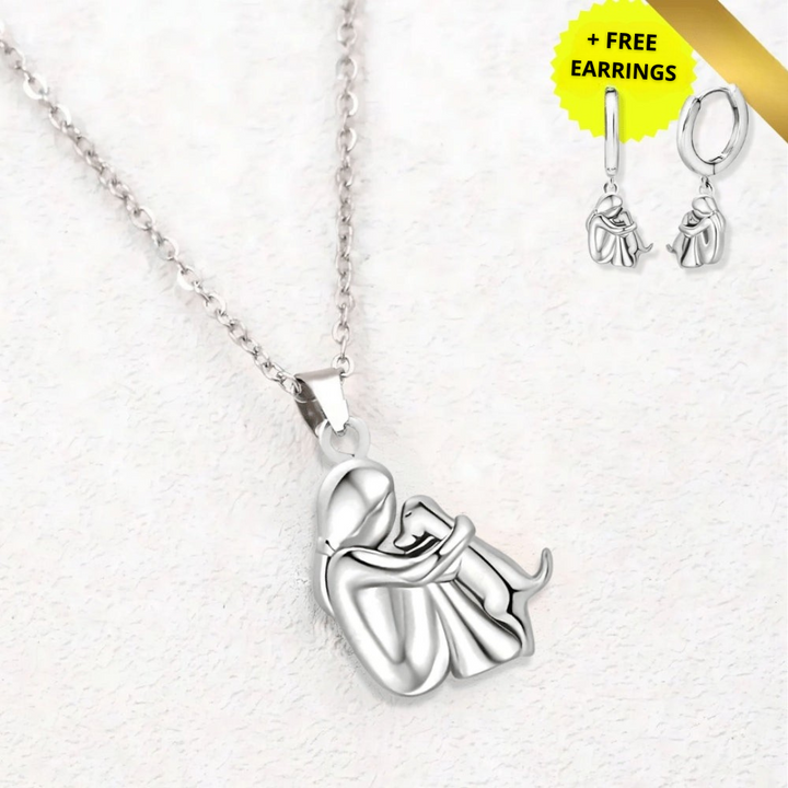 Colgante de la Suerte con Diseño de Perro + Pendientes Regalo
